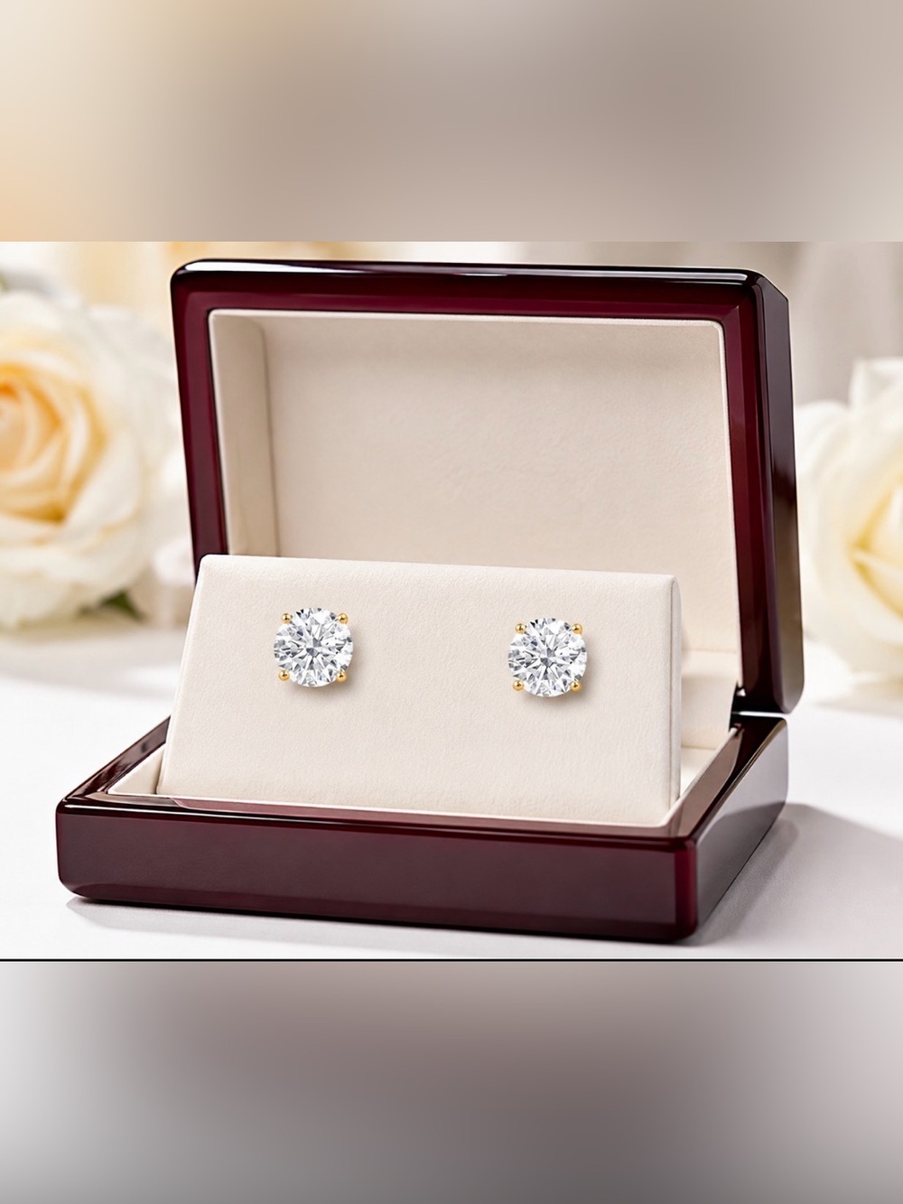 2 Ct Round Cut VS1/FG Certified Lab Grown Diamond Stud Earrings 14k Yellow Gold